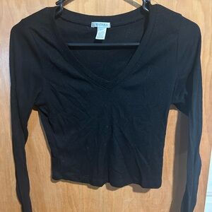 Black long sleeve crop top